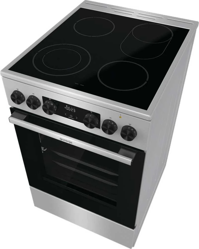 Viryklė Gorenje | Cooker | GECS5C70XA | Hob type Vitroceramic | Oven type Electric | Nerūdijantis plienas | Plotis 50 cm | Grilling | LED | Gylis 59.4 cm | 70 L