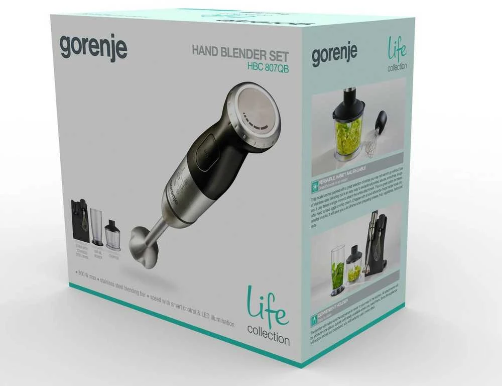 Gorenje | Maišytuvas | HBC807QB | Hand Maišytuvas | 800 W | Greičių skaičius Variable | Chopper | Juodas