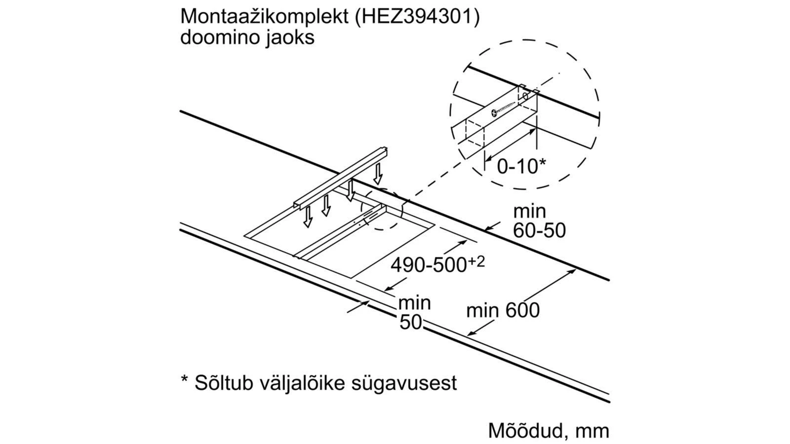 HEZ394301 montavimo schema su matmenimis