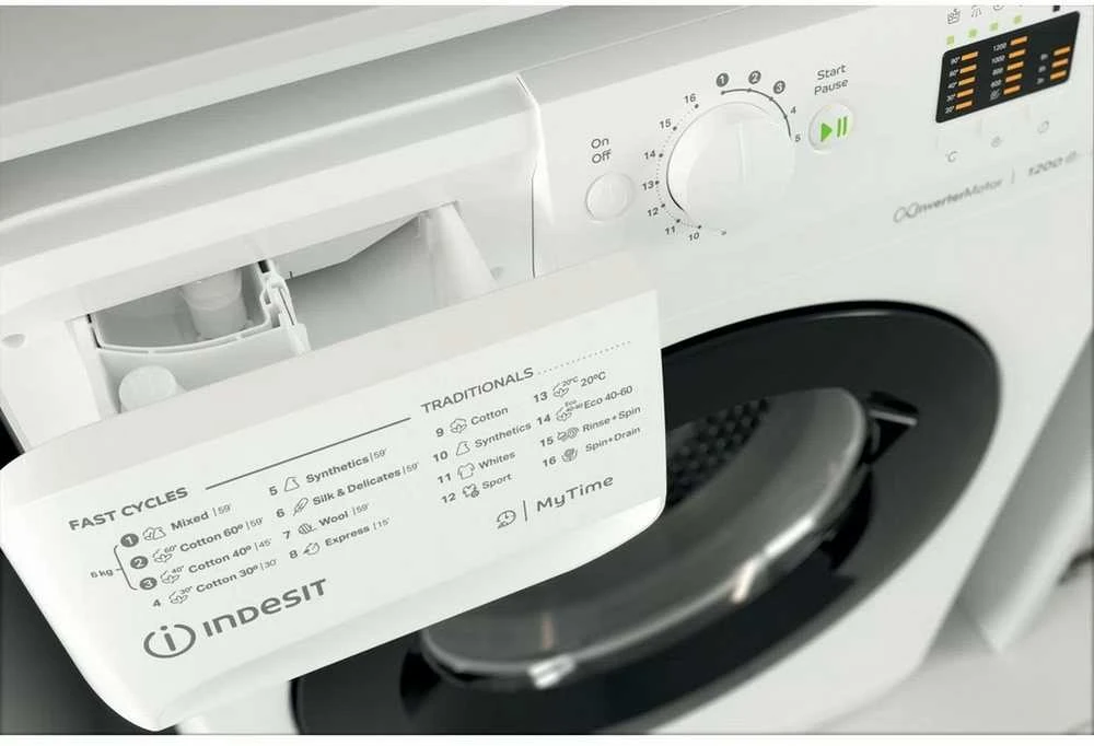 INDESIT | Skalbimo mašina | MTWSA 61294 WK EE | Energy efficiency class C | Front loading | Skalbimo talpa 6kg | 1150 RPM | Gylis 42.5 cm | Plotis 59.5 cm | Ekranas | Big Digit | Baltas