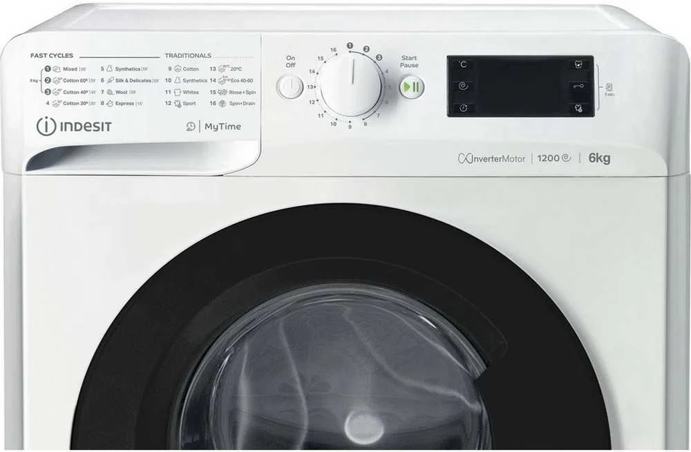 INDESIT | Skalbimo mašina | MTWSE 61294 WK EE | Energy efficiency class C | Front loading | Skalbimo talpa 6kg | 1150 RPM | Gylis 42.5 cm | Plotis 59.5 cm | Ekranas | Big Digit | Baltas