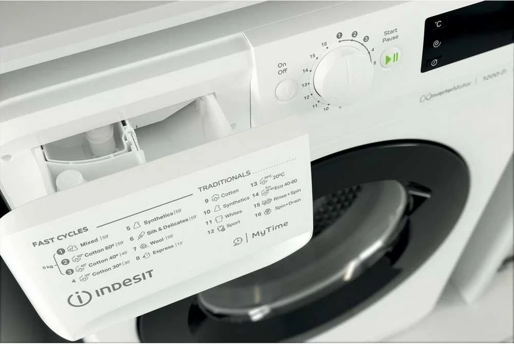 INDESIT | Skalbimo mašina | MTWSE 61294 WK EE | Energy efficiency class C | Front loading | Skalbimo talpa 6kg | 1150 RPM | Gylis 42.5 cm | Plotis 59.5 cm | Ekranas | Big Digit | Baltas