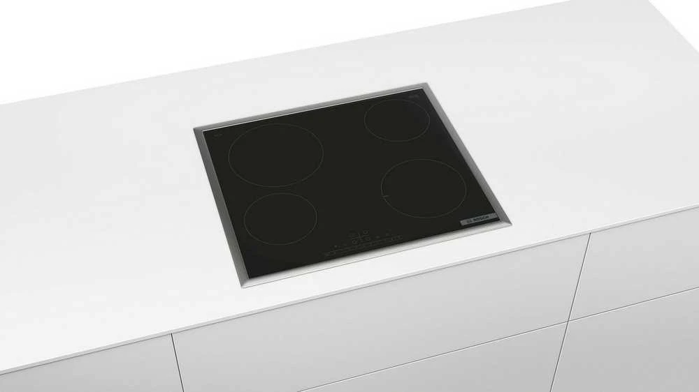 Bosch PKE645FP2E Serija 6, Elektrinė kaitlentė, 60 cm, kaitlentė su plieniniu rėmu