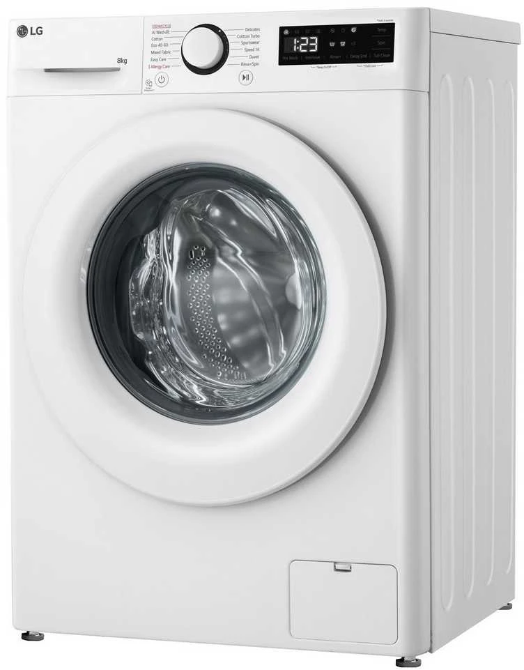 LG | Skalbimo mašina | F2WR508SWW | Energy efficiency class A | Front loading | Skalbimo talpa 8kg | 1200 RPM | Gylis 47.5 cm | Plotis 60 cm | Ekranas | LED | Steam function | Direct drive | Baltas