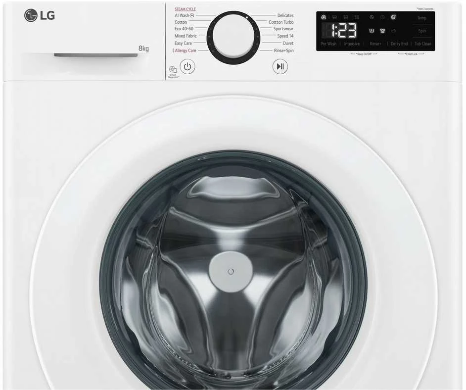 LG | Skalbimo mašina | F2WR508SWW | Energy efficiency class A | Front loading | Skalbimo talpa 8kg | 1200 RPM | Gylis 47.5 cm | Plotis 60 cm | Ekranas | LED | Steam function | Direct drive | Baltas