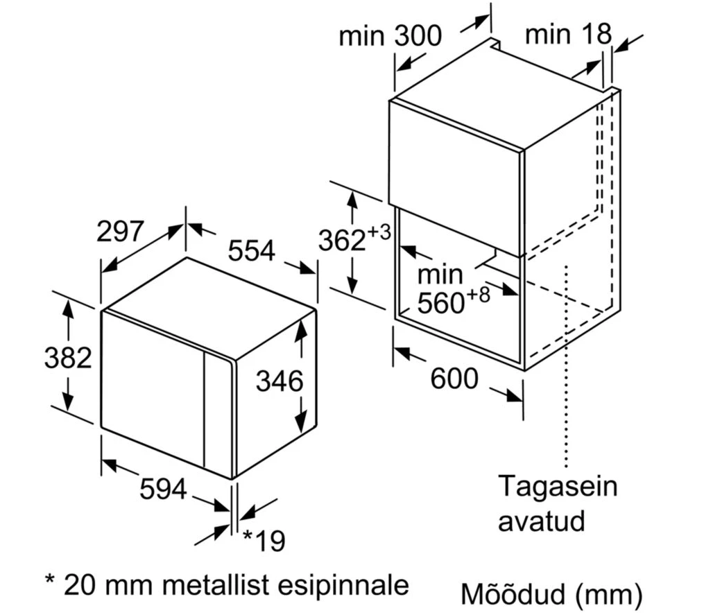 Įmontuojama mikrobangų krosnelė Bosch BFL524MB0