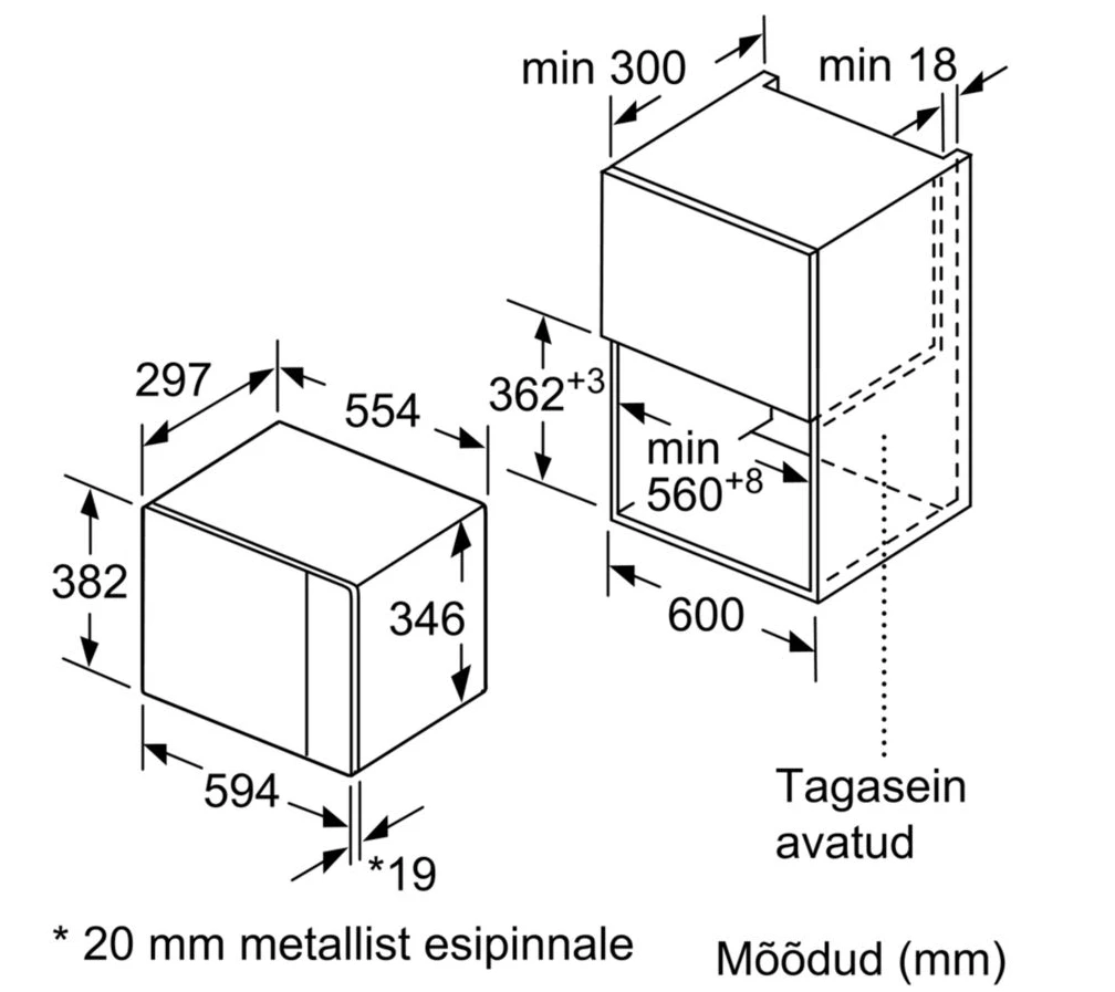 Bosch BFL524MW0 Serija 6, Įmontuojamoji mikrobangų krosnelė, Balta