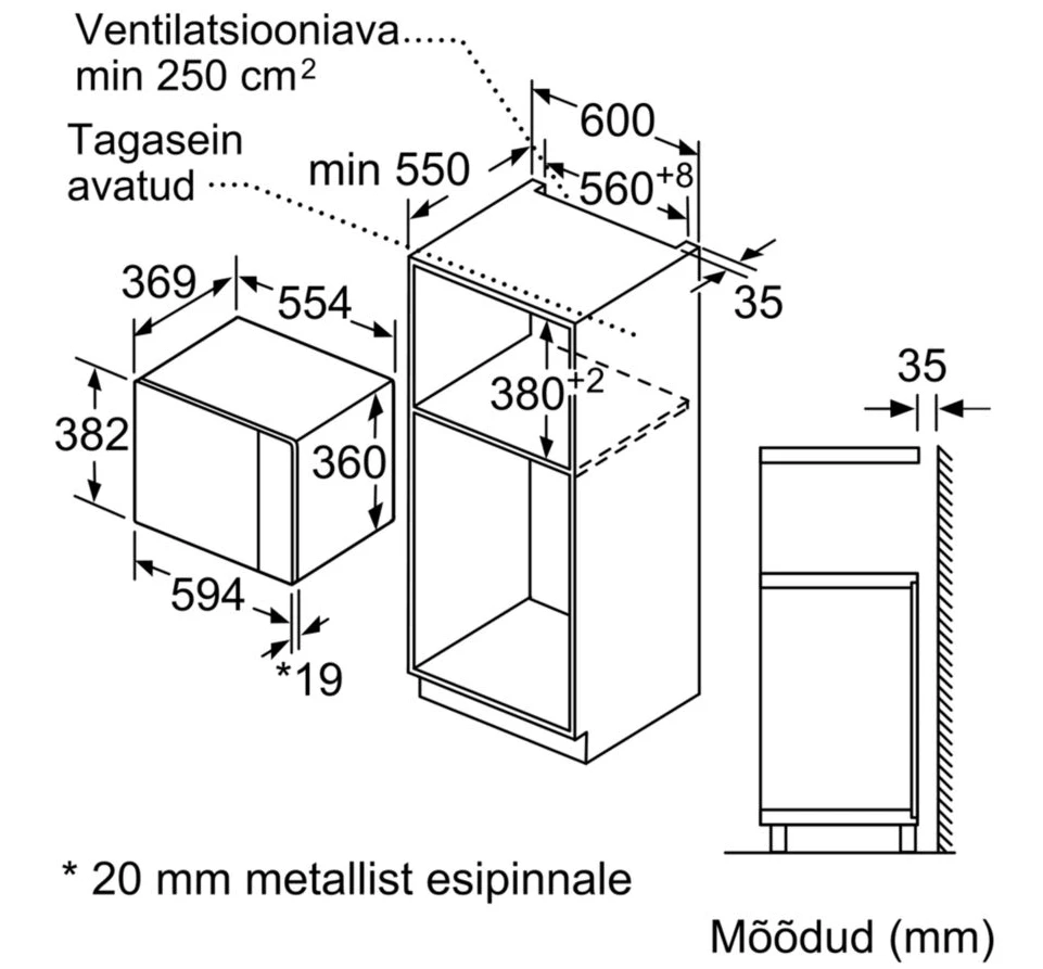 Bosch BFL554MB0 Serija 6, Įmontuojamoji mikrobangų krosnelė, Juodas