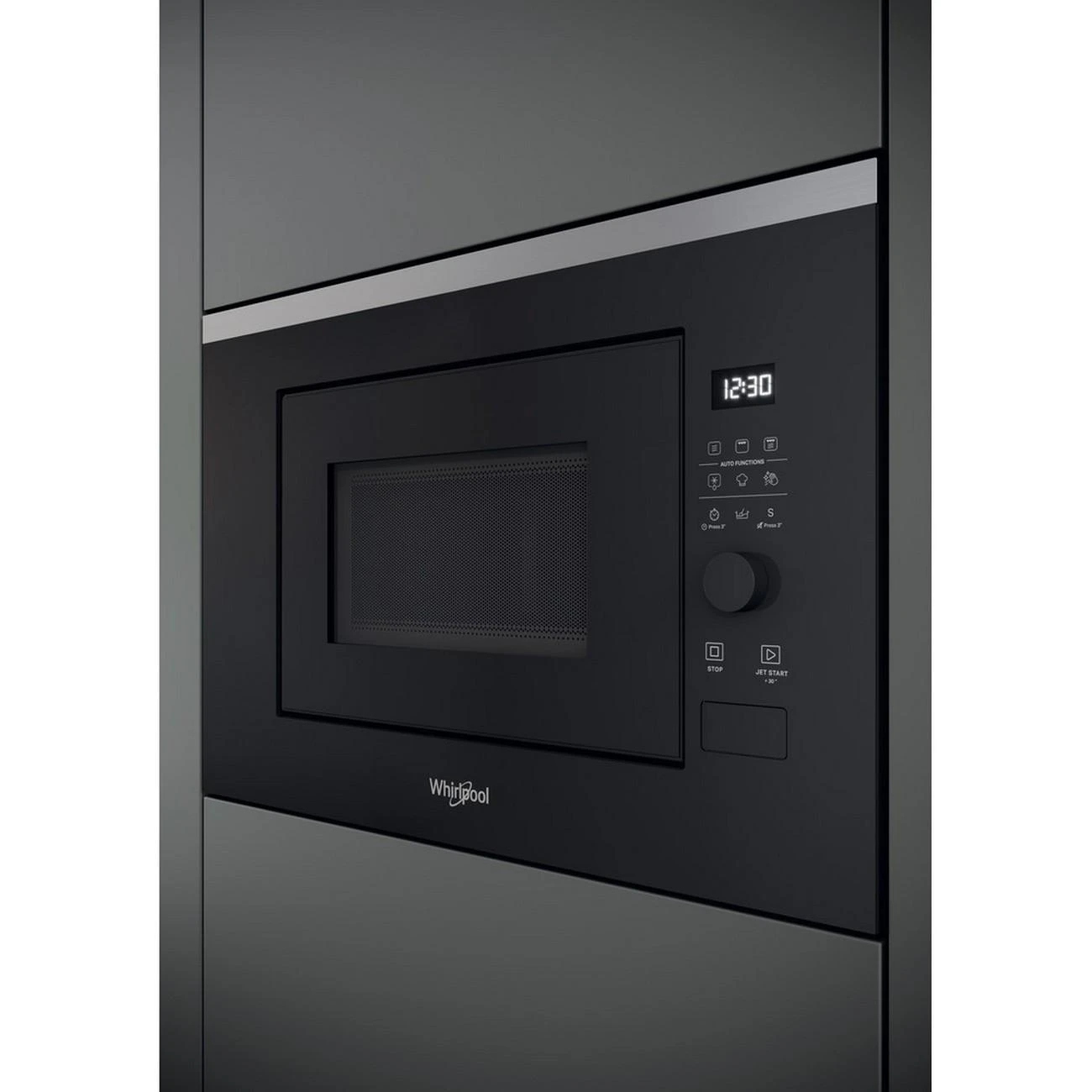 Whirlpool WMF201G mikrobangų krosnelė Įmontuoti Mikrobangų krosnelė su kepsninės funkcija 20 L 800 W Juoda, Nerūdijančiojo plieno