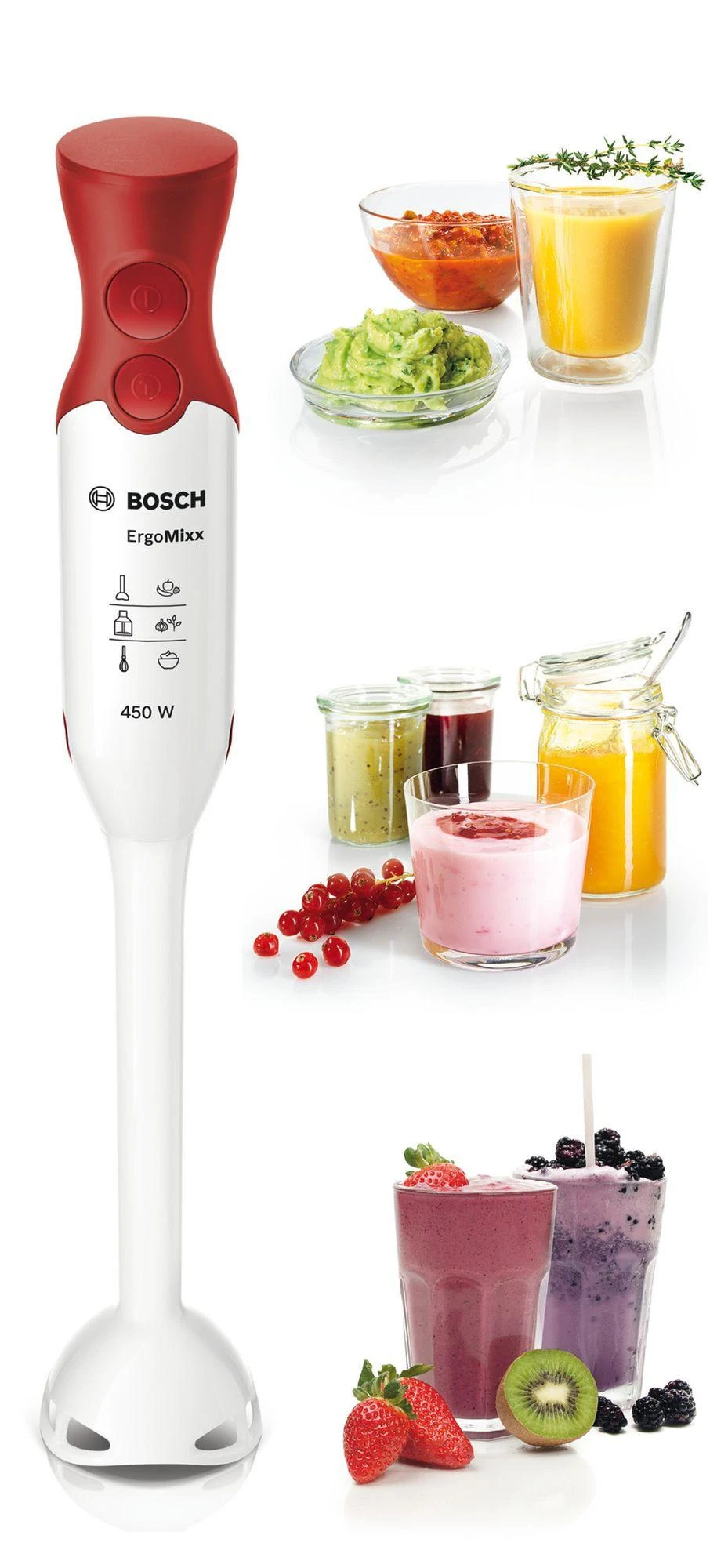 Bosch MSM64010 plakiklis Immersion plakiklis 450 W Raudona, Baltas