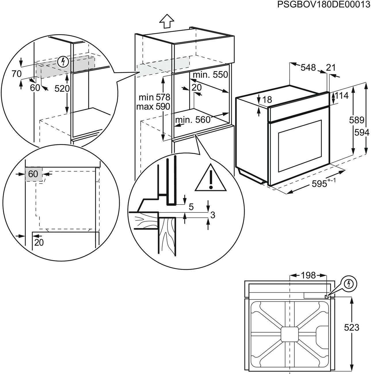 Įmontuojama orkaitė, Electrolux, balta