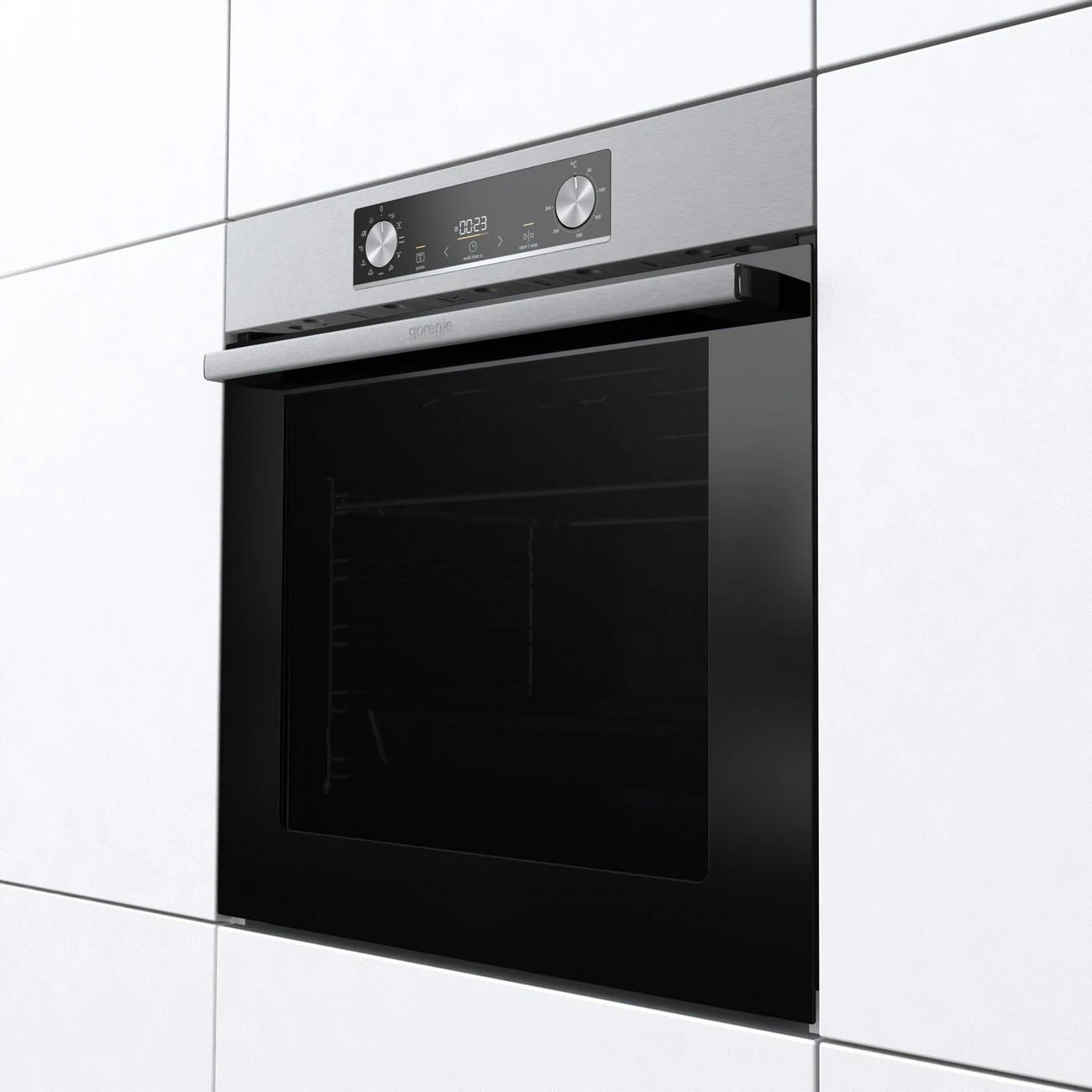 Gorenje | Orkaitė | BO6735E02X | 77 L | Daugiafunkcis | EcoClean | Mechaninis valdymas | Aukštis 59,5 cm | Plotis 59,5 cm | Nerūdijantis plienas