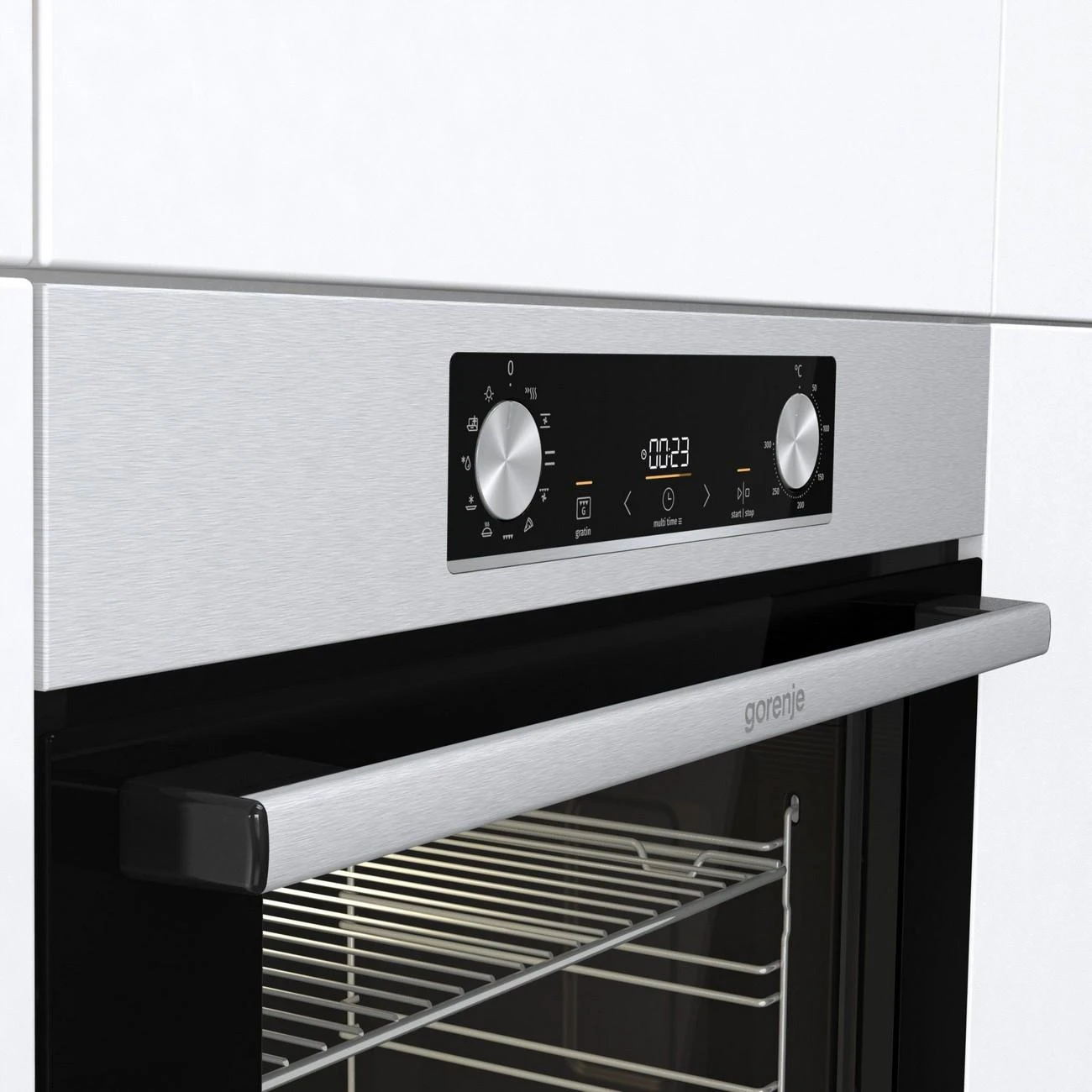 Gorenje | Orkaitė | BO6735E02X | 77 L | Daugiafunkcis | EcoClean | Mechaninis valdymas | Aukštis 59,5 cm | Plotis 59,5 cm | Nerūdijantis plienas