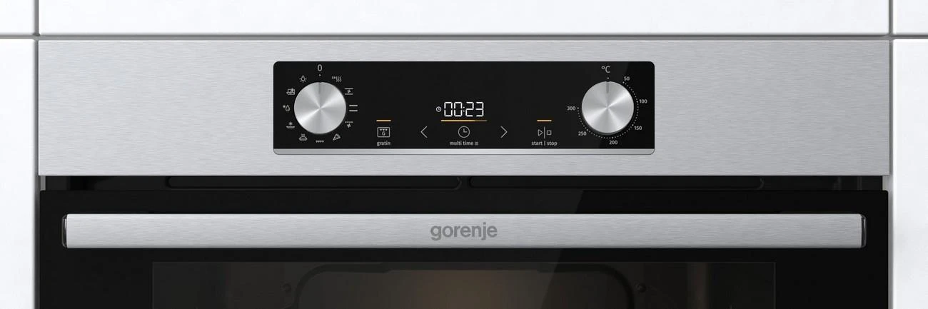 Gorenje | Orkaitė | BO6735E02X | 77 L | Daugiafunkcis | EcoClean | Mechaninis valdymas | Aukštis 59,5 cm | Plotis 59,5 cm | Nerūdijantis plienas