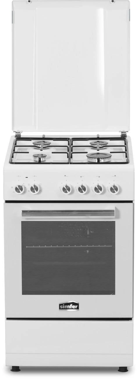Simfer | Viryklė | 5405SERBB | Kaitlentės tipas Dujinis | Orkaitės tipas Elektrinis | Baltas | Plotis 50 cm | Elektroninis uždegimas | Gylis 60 cm | 43 L