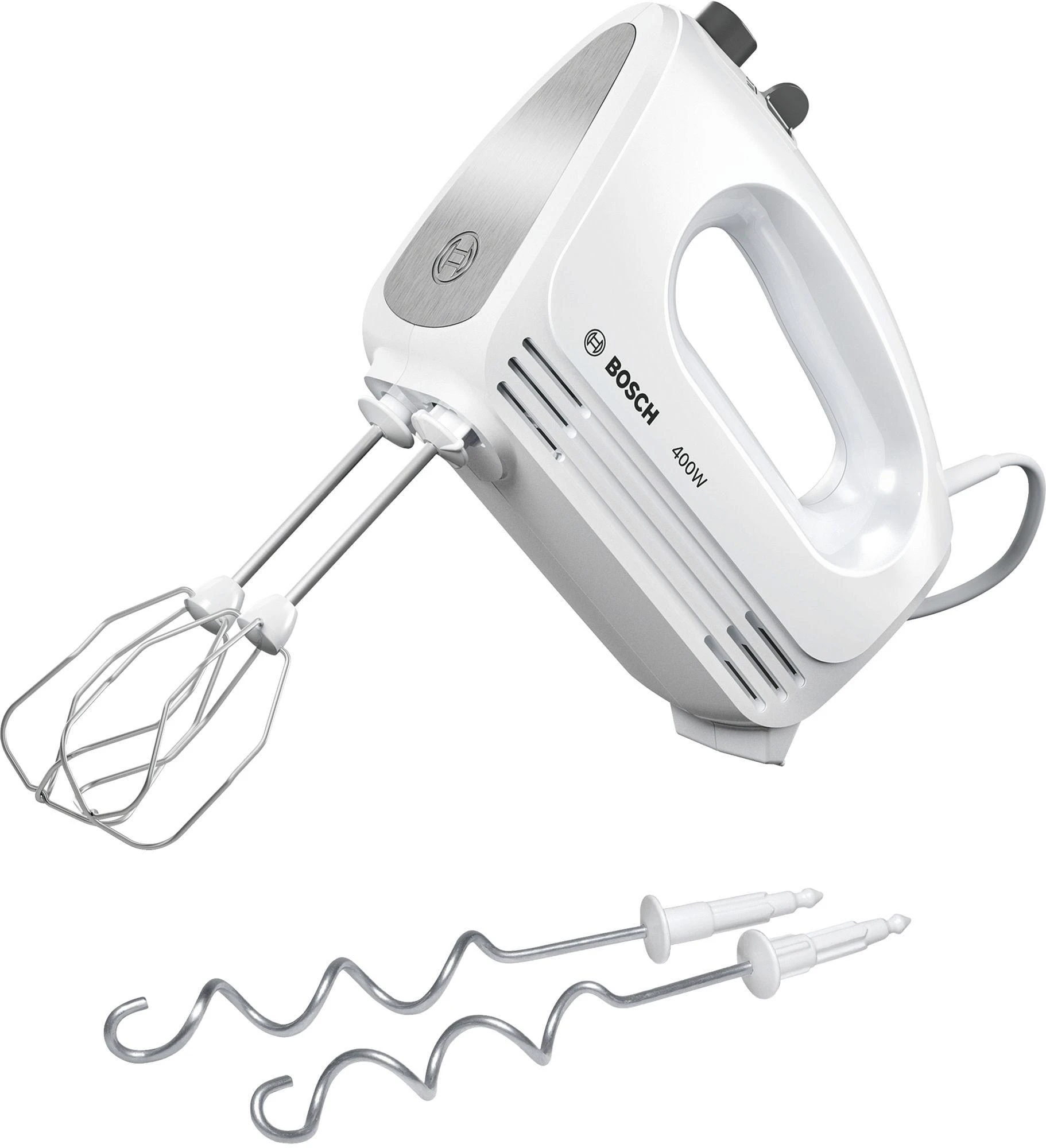 Bosch MFQ24200 Rankinis maišytuvas, CleverMixx, 400 W, Baltas, šiaušto nerūdijančio plieno