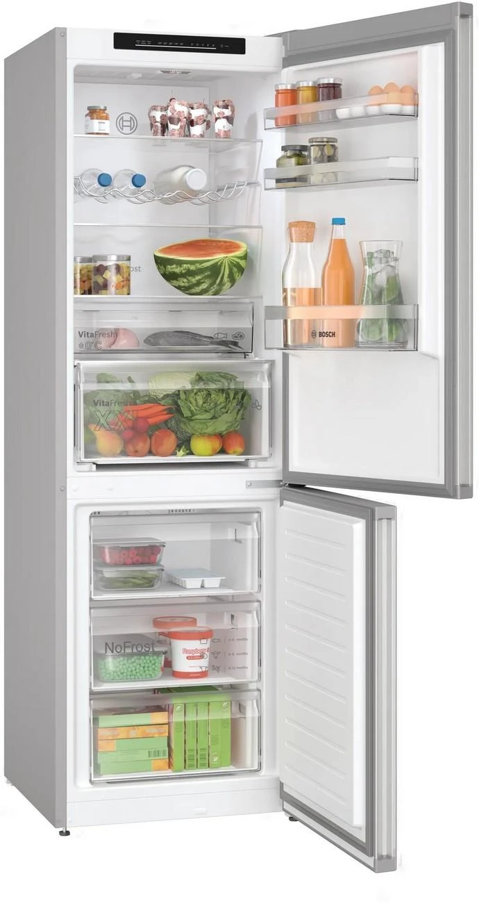 Šaldytuvas Bosch KGN362LDF 4 serija, Nerūdijančio plieno efektas