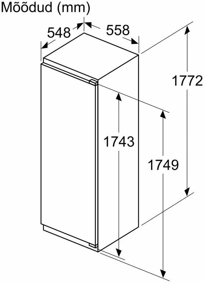 Bosch KIL82VFE0 Serija 4, Įmontuojamasis šaldytuvas su šaldiklio skyriumi, 177.2 x 54.1 cm, plokščias vyris