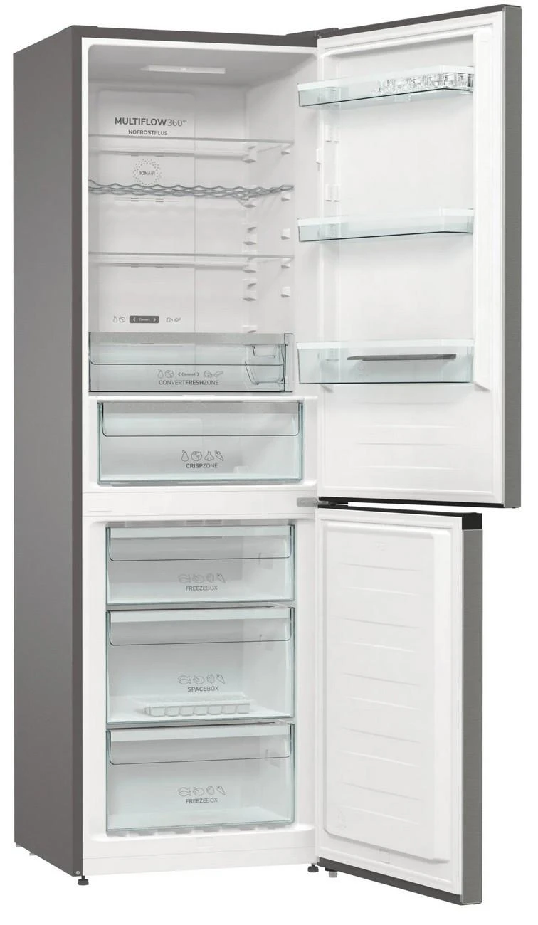 Gorenje | Šaldytuvas | NRK6192AXL4 | Energy efficiency class E | Free standing | Combi | Height 185 cm | No Frost system | Šaldytuvas net capacity 204 L | Šaldiklis net capacity 96 L | Ekranas | 38 dB | Stainless Steel