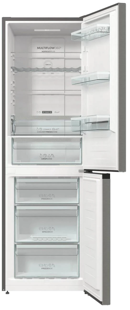 Gorenje | Šaldytuvas | NRK6192AXL4 | Energy efficiency class E | Free standing | Combi | Height 185 cm | No Frost system | Šaldytuvas net capacity 204 L | Šaldiklis net capacity 96 L | Ekranas | 38 dB | Stainless Steel