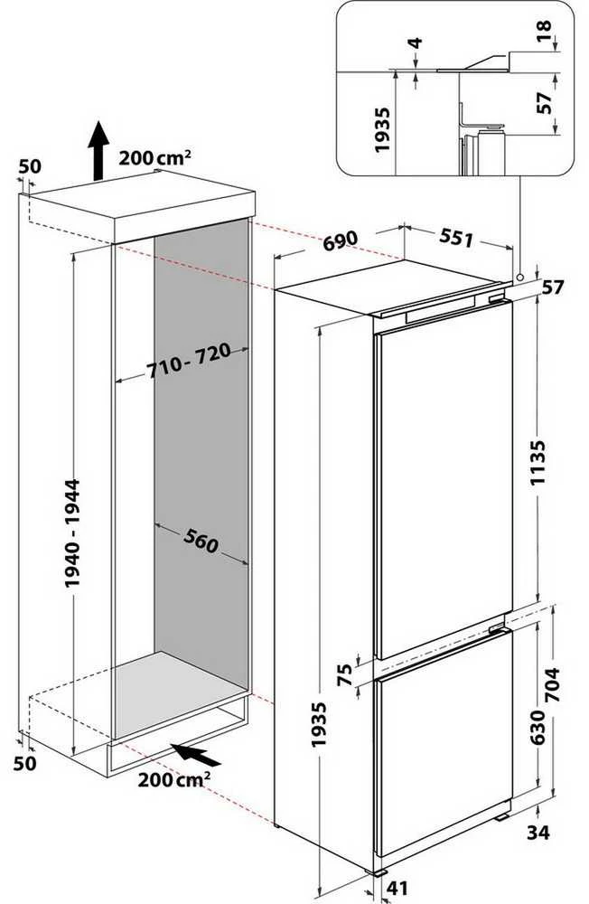 Įmontuojamas šaldytuvas Whirlpool WH SP70 T121