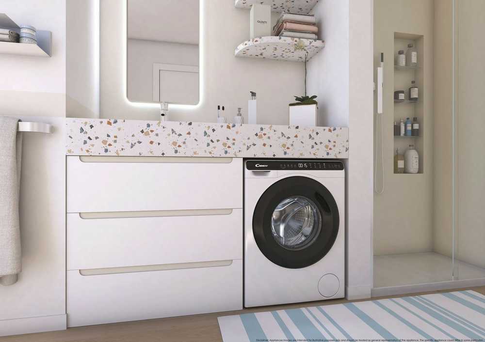 Candy | Skalbimo mašina | CW50-BP12307-S | Energy efficiency class A | Front loading | Skalbimo talpa 5kg | 1200 RPM | Gylis 49 cm | Plotis 51 cm | Ekranas | LCD | Baltas