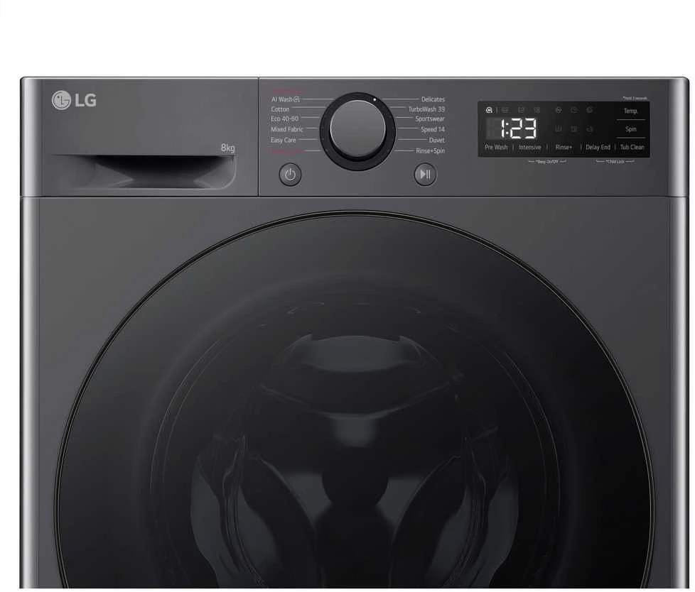 LG | Skalbimo mašina | F2WR508S2M | Energy efficiency class A | Front loading | Skalbimo talpa 8kg | 1200 RPM | Gylis 48 cm | Plotis 60 cm | LED | Middle Juodas