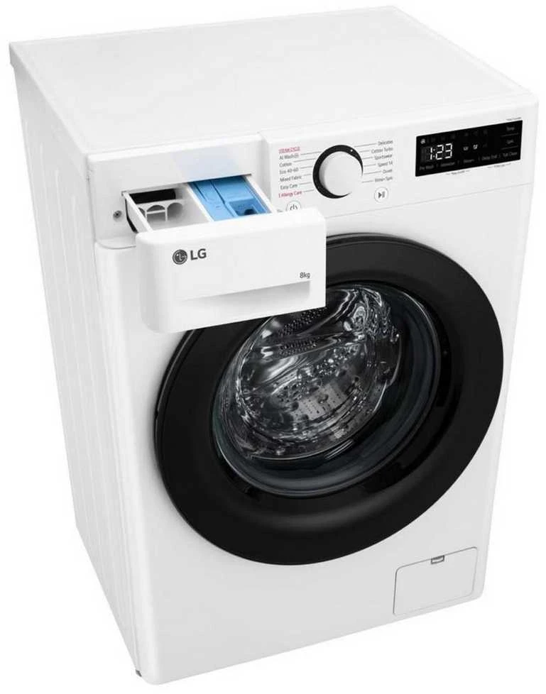 LG | Skalbimo mašina | F2WR508SWW | Energy efficiency class A | Front loading | Skalbimo talpa 8kg | 1200 RPM | Gylis 47.5 cm | Plotis 60 cm | Ekranas | LED | Steam function | Direct drive | Baltas