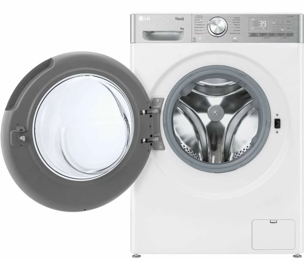 LG | Skalbimo mašina | F2WR909P3W | Energy efficiency class A | Front loading | Skalbimo talpa 9kg | 1200 RPM | Gylis 47.5 cm | Plotis 60 cm | LED | Steam function | Direct drive | Wi-Fi | Baltas