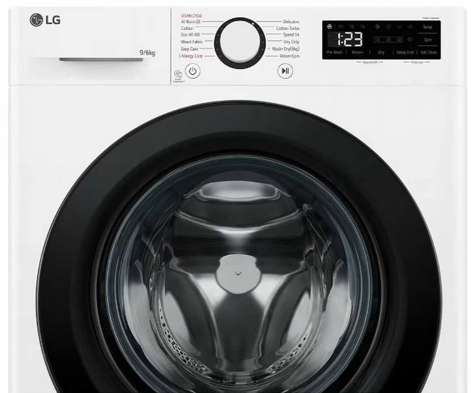 LG | Skalbimo mašina su džiovykle | F4DR509SBW | Energijos vartojimo efektyvumo klasė A | Pakrovimas iš priekio | Skalbimo talpa 9kg | 1400 RPM | Gylis 55 cm | Plotis 60 cm | Ekranas | Sukamoji rankenėlė + LED | Džiovinimo sistema | Džiovinimo talpa 6kg | Garų funkcija | Tiesioginis varymas | Baltas