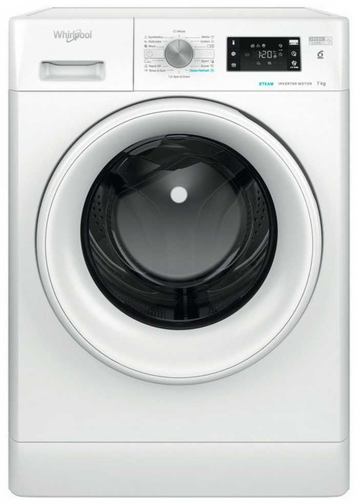 WHIRLPOOL Skalbimo mašina FFB 7259 WV EE, 7kg, 1200 rpm, Energy class B, Gylis 57.5 cm, Steam refresh, Inverter motor