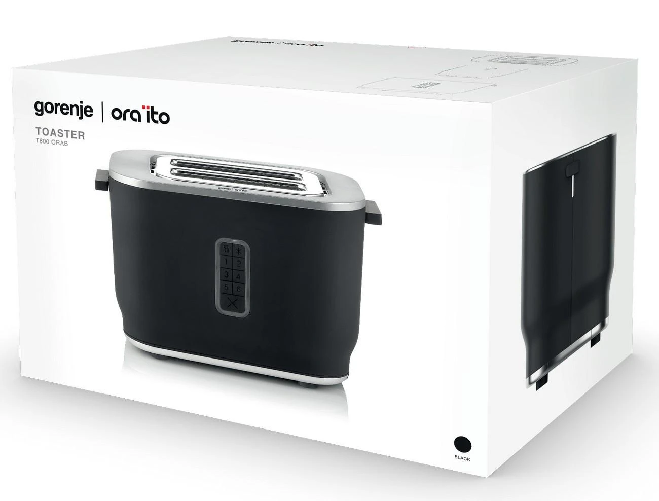 Gorenje | Skrudintuvas Ora Ito dizainas | T800ORAB | Galia 800 W | Lizdų skaičius 2 | Korpuso medžiaga Plastikas | Juodas