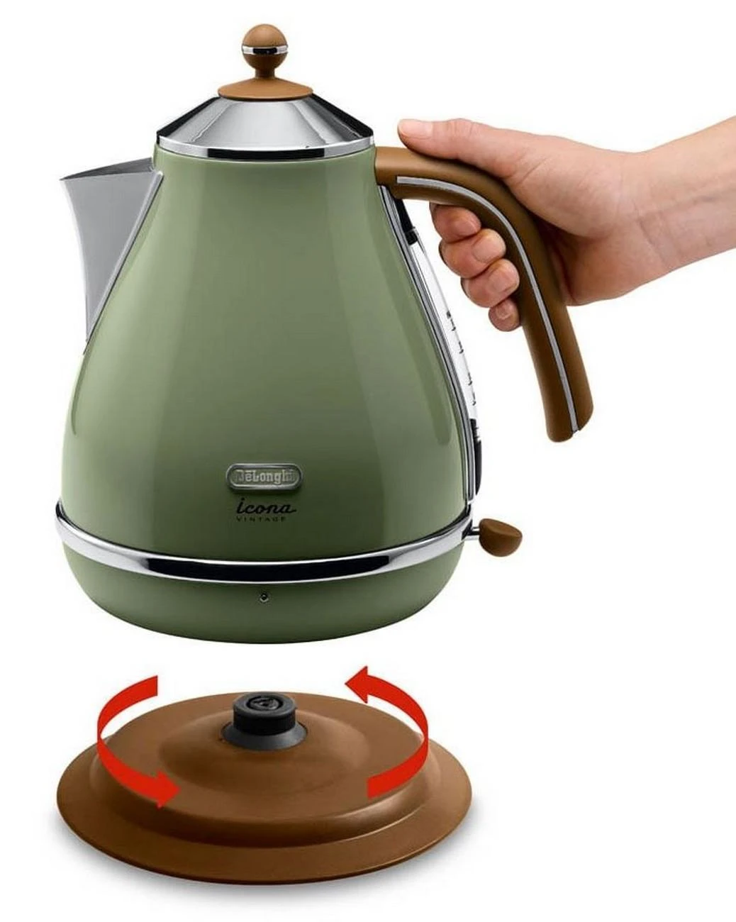 DELONGHI Icona Vintage Virdulys KBOV 2001.GR, 1,7L, 2000W, Nerūdijantis plienas, Žalias/Brown
