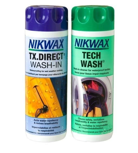 Komplektas Nikwax skalbiklis ir impregnavimo priemonė (TECH WASH 300ml + TX.DIRECT WASH-IN 300ml)