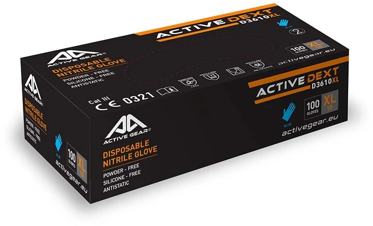 Active Gear nitrilinės pirštinės L, 100 vnt.