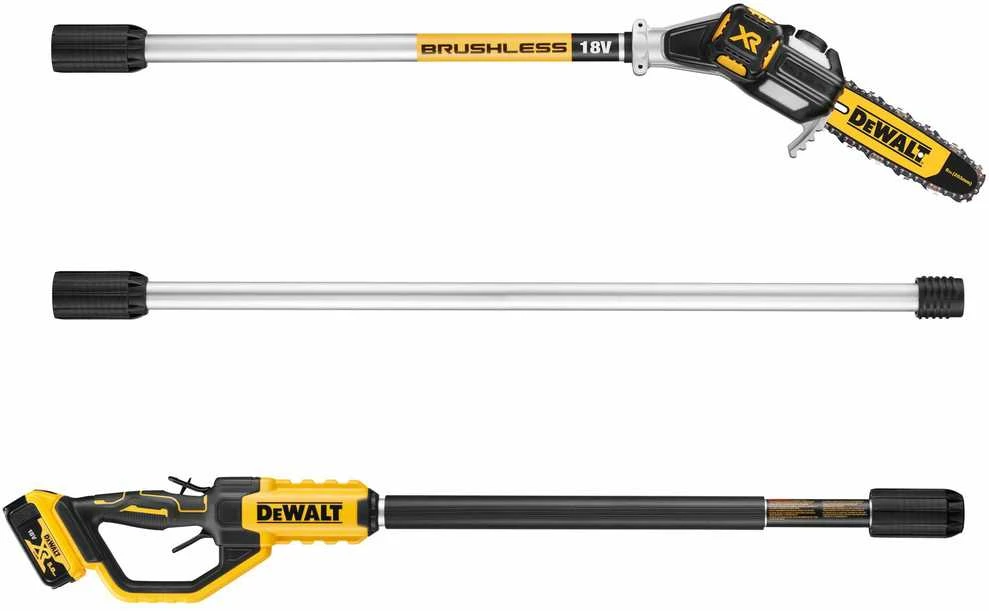 DEWALT teleskopinė aukštapjovė DCMPS567N, 18V, 20cm, ilgis 2-3m, be akumuliatoriaus ir kroviklio