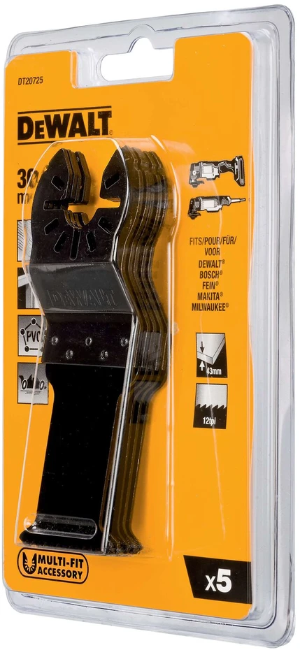 Daugiafunkcinio įrankio geležtės 30 mm x 43 mm, DeWALT, 5 vnt.