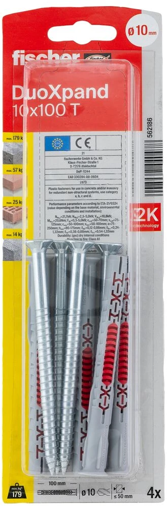 Fischer DuoXpand kaištis su varžtu 10x100 T, 4 vnt.