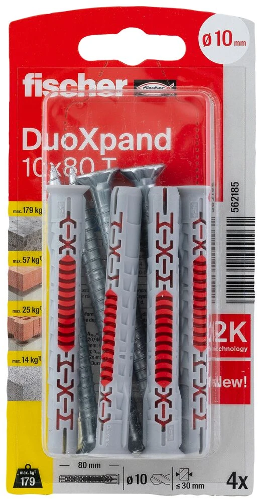 Fischer DuoXpand kaištis su varžtu 10x80 T, 4 vnt.