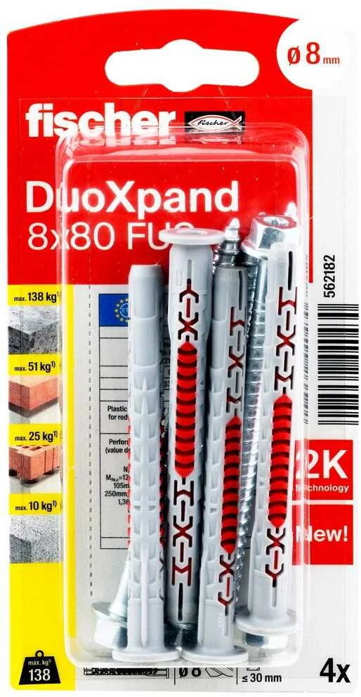 Fischer DuoXpand kaištis su varžtu 8x80 FUS, 4 vnt.