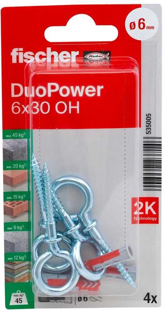 Fischer Kaiščiai DUOPOWER su O formos kabliu 6x30, 4 vnt.