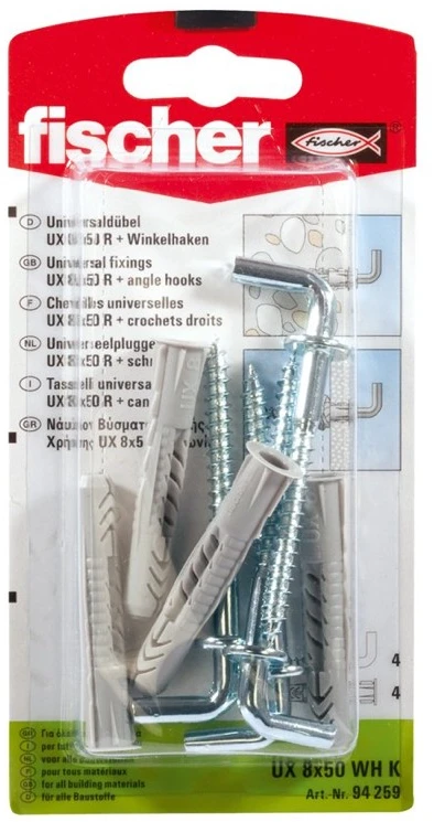 Fischer Kaiščiai su L kab. UX 10 x 60 mm, 2 vnt