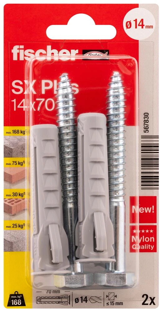 FISCHER kaiščiai su varžtais SX Plus S, 14x70 mm, 2 vnt.