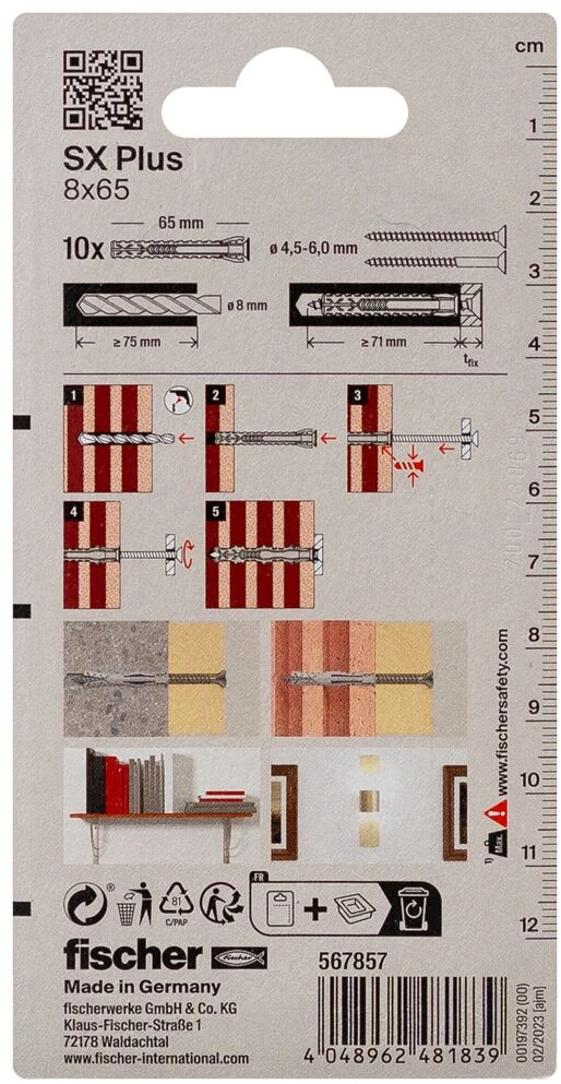 FISCHER kaiščiai SX Plus, 8x65 mm, 10 vnt.