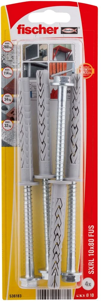 Fischer Kaištis su varžtu SXRL 10 x 80 FUS 4 vnt.