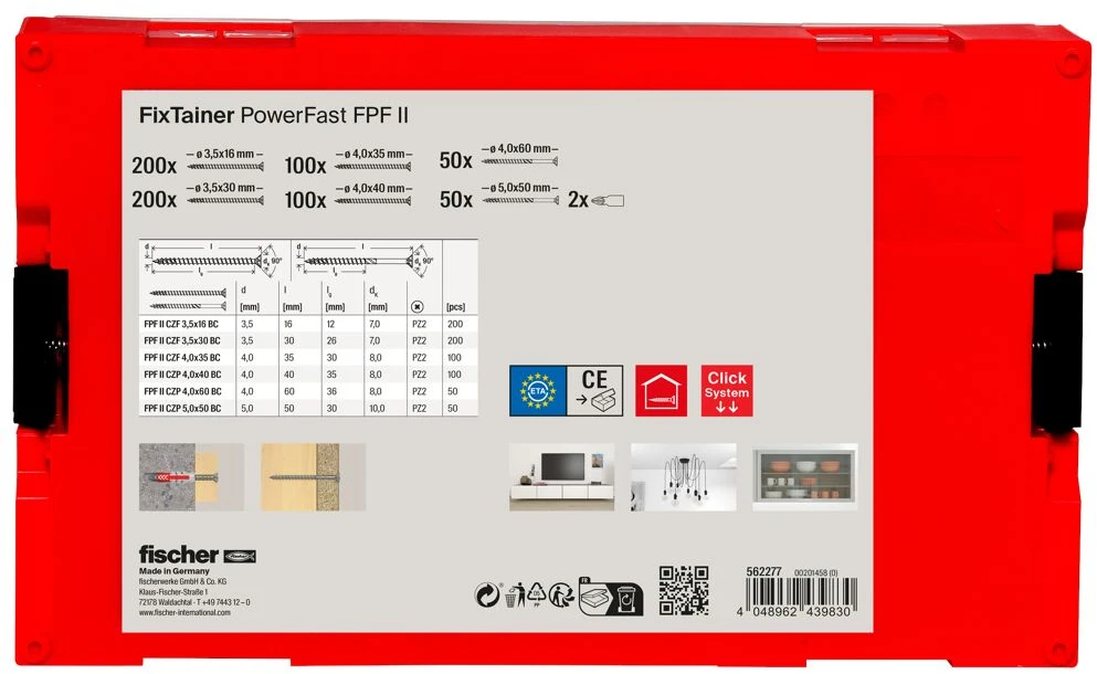 Fischer Medsraigčių rinkinys FixTainer PZ, 702 vnt.