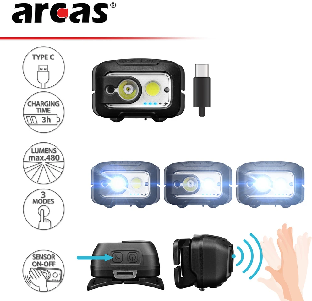 Galvos žibintas Arcas SENSOR, 300 °K