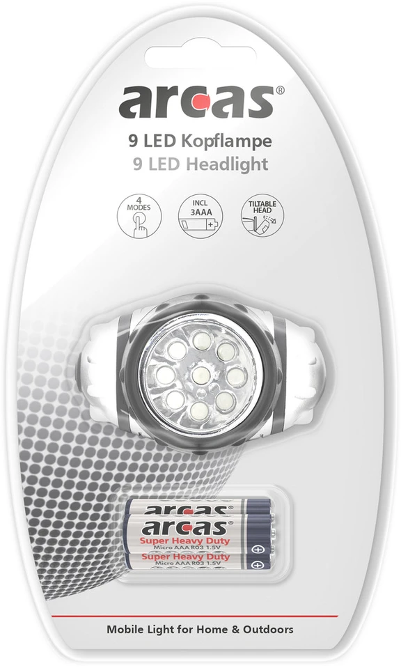 Galvos žibintuvėlis 9 LED, ARCAS