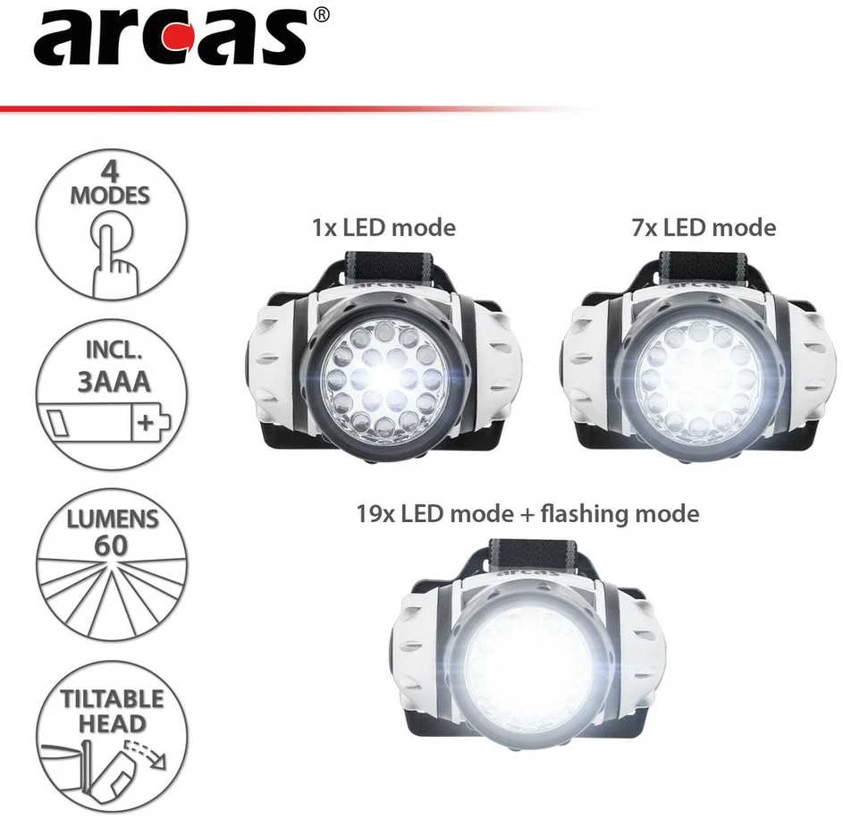 Arcas | Priekinis žibintas | 19 LED | 4 šviesos funkcijos