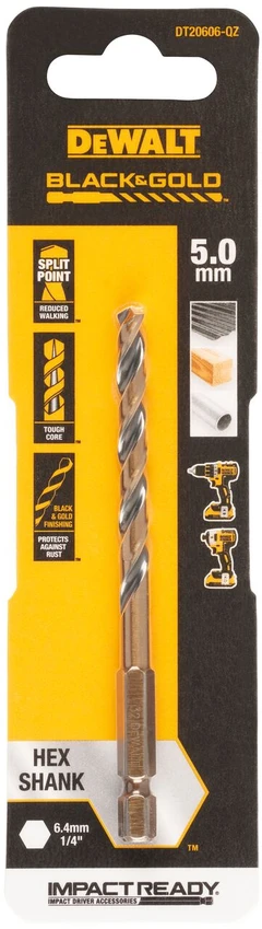 Grąžtas metalui HEX 1/4, 5,0 mm, DeWALT
